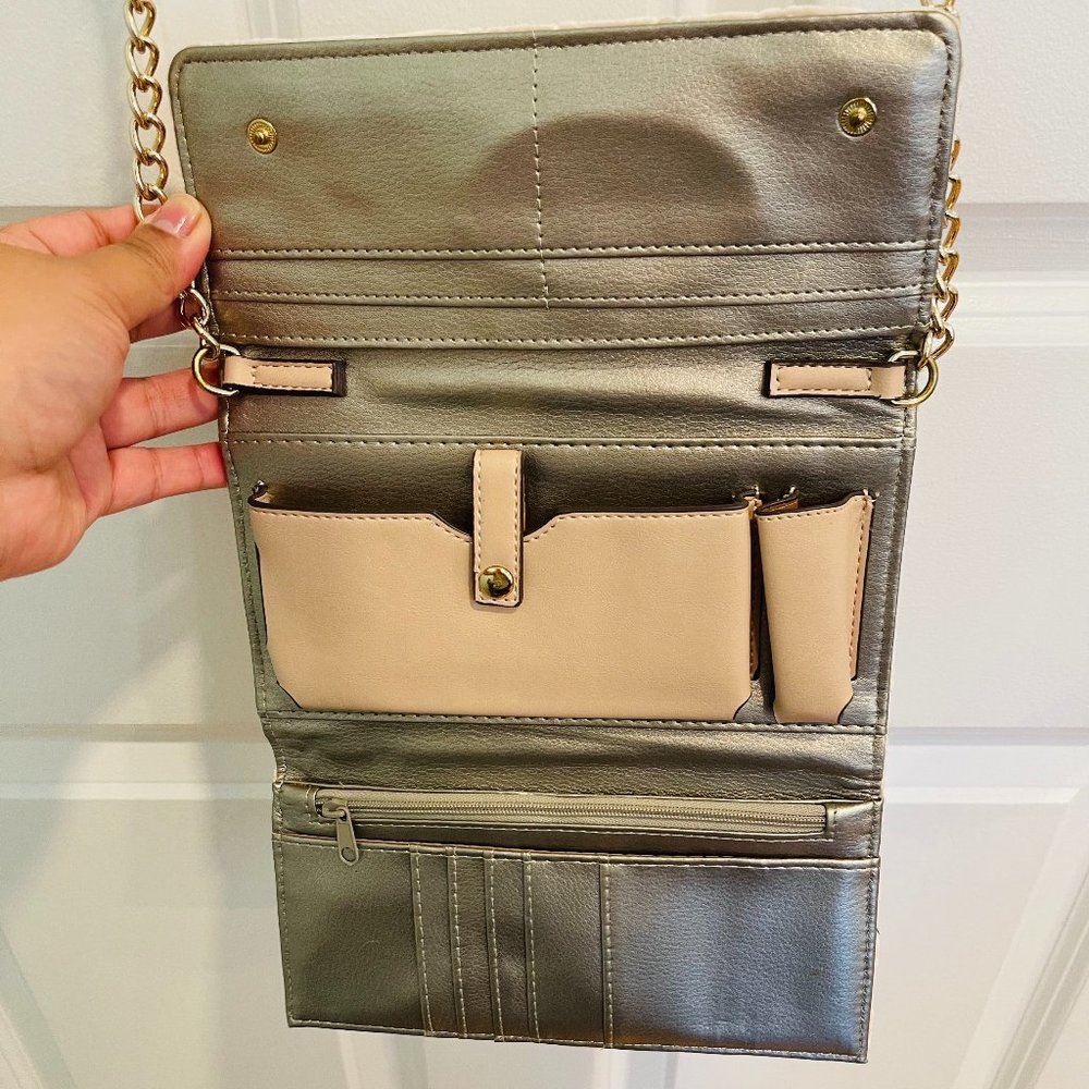 beige velvet crossbody bag